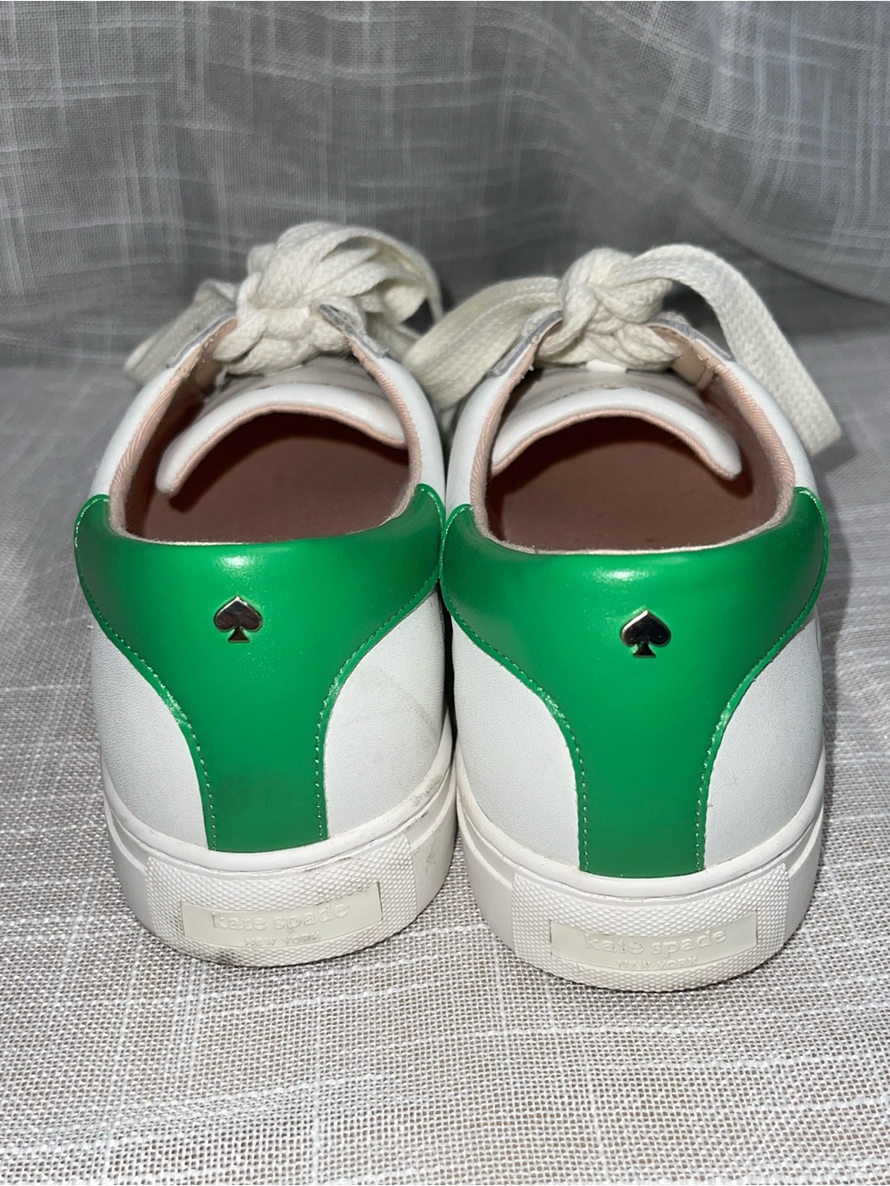 kate spade White Sneakers with Green Heel and Pink Insole Sz 10 - Picture 2 of 7